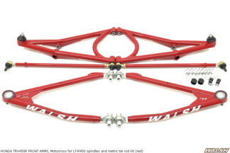 HONDA TRX450R FRONT ARMS, Motocross for LT-R450 spindles and metric tie rod kit (red)